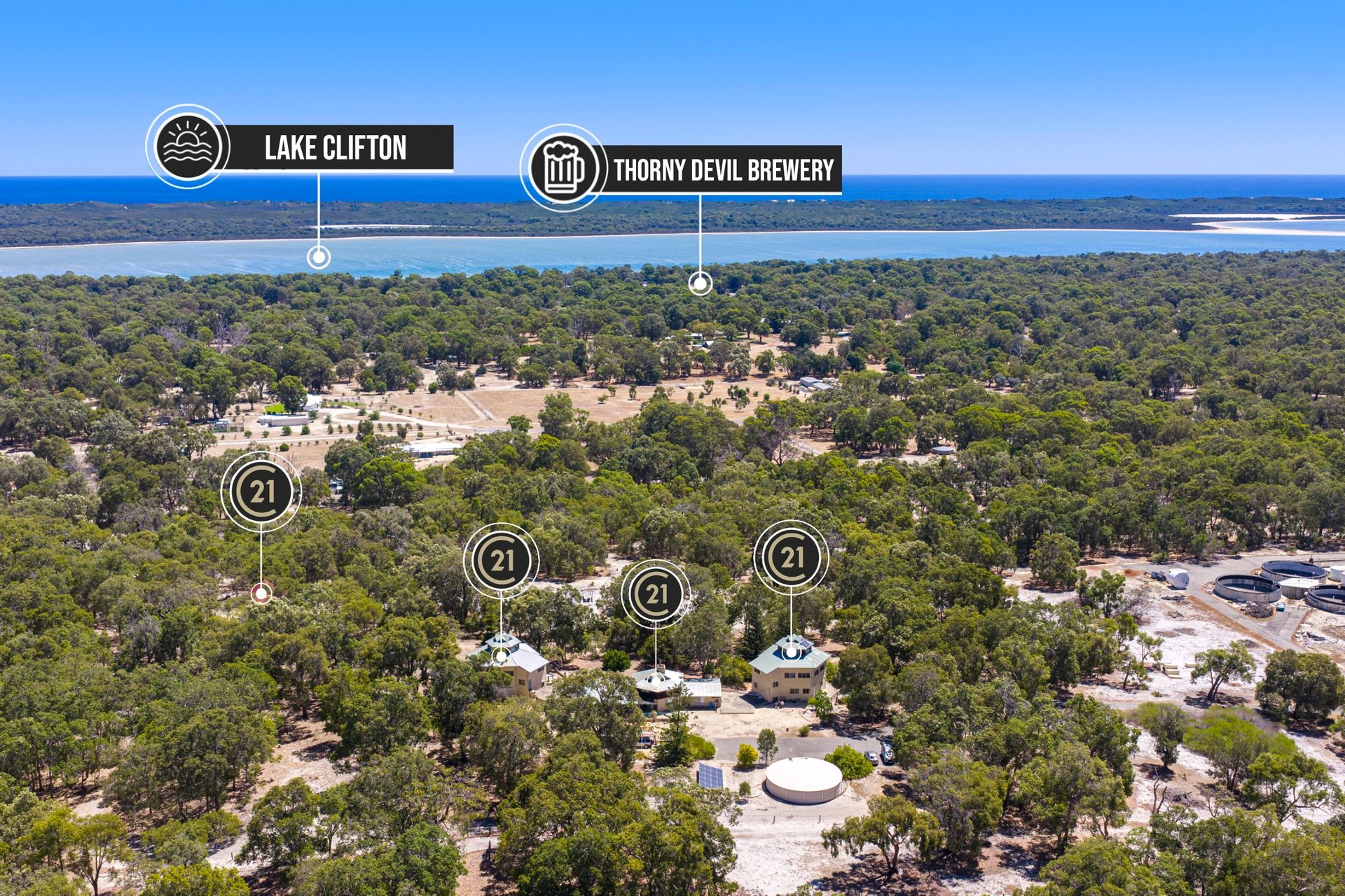 Lot 100 looking west to Lake Clifton and the ocean